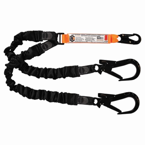 LINQ WEBBING LANYARD ELASTIC DBL LEG 1X SNAP HOOK 2X T.A SCAFF HOOK